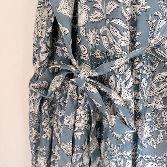 Marea The House Dress Blue Modern Floral Cotton Midi Prairie Cottagecore Summer - Picture 9 of 16